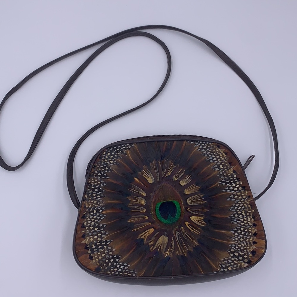 Vintage Comeco Peacock Feather Crossbody